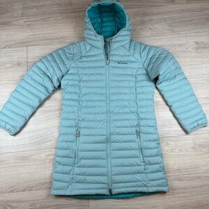 Columbia Youth Girls White Out Mid Omni-Heat Long Hooded Jacket Coat Puffer XL